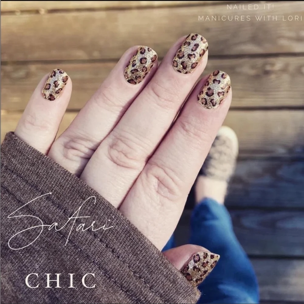 *Retired* Color Street: Safari Chic | Leopard Print Glitter Gold Brown Animal